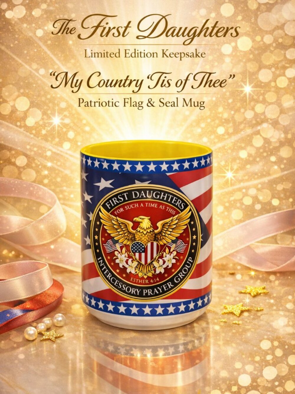 First Daughters "My Country 'Tis of Thee" 15 Oz Ceramic Accent Keepsake Mug